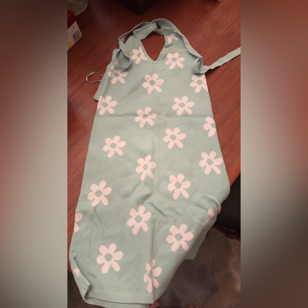 Hollister Light Green Floral Halter Coverup Dress